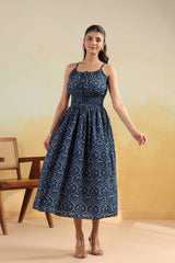 Ajrakh-Inspired Printed Sleeveless Midi Dress