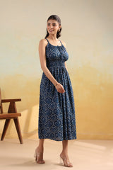 Ajrakh-Inspired Printed Sleeveless Midi Dress