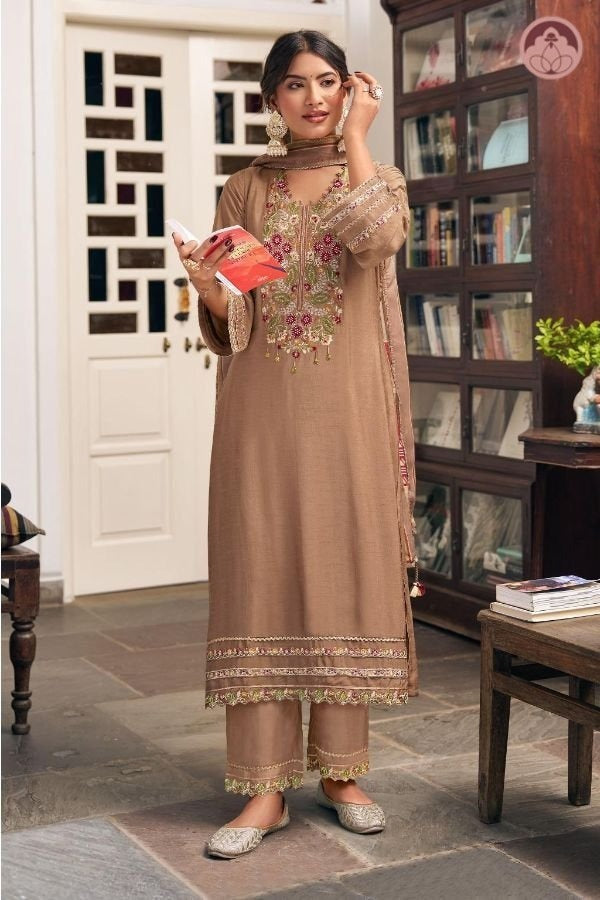 Kunica Purple Embroidered Suit Set With Dupatta