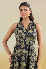 Navy Royale Blossom Flared Long Dress