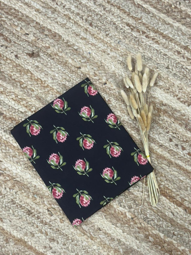 Royale Black Floral Butti Printed Fabric (WIDTH 42 INCHES)
