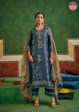 Berry Plum Classic Suit Set with Muslin Dupatta