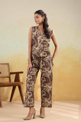 Brown Bloom Printed Co-Ord Set