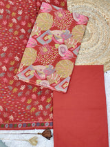 “Satrangi Saaz” Traditional Print Unstitched Suit Set with Cotton Dupatta