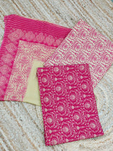 “Gulabi Noor” Floral Print Unstitched Suit Set with Chiffon Dupatta