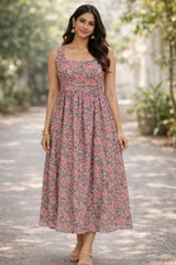 Anokhi Rosé Garden Sleeveless Maxi Dress