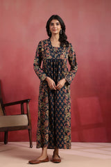Elegant Blue Floral Everyday Kurti