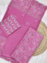 Gulraani Pink Paisley Charm Unstitched Suit Set With Cotton Dupatta