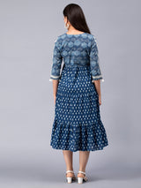 Everyday Elegance Indigo Printed Cotton Dress