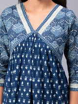 Everyday Elegance Indigo Printed Cotton Dress