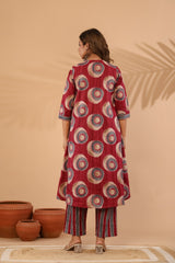 Aafreen Maroon Symphony Cotton Suit Set with Kota Doria Dupatta