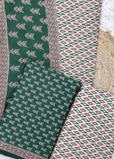 Vasundhara Emerald Heritage Cotton Suit Set With Cotton Dupatta