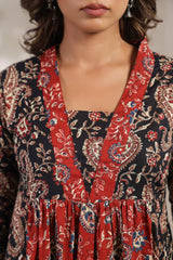 Eira Royal Paisley Gathered Cotton Long Kurta