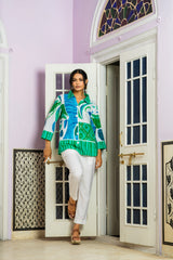 Nyra Ocean Bloom Cotton Short Kurti