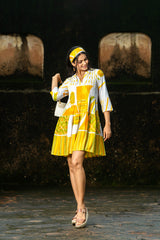 Zivara Lemon Breeze Pintuck Cotton Dress