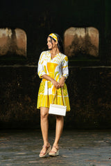 Zivara Lemon Breeze Pintuck Cotton Dress
