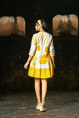 Zivara Lemon Breeze Pintuck Cotton Dress