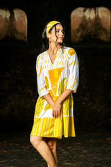 Zivara Lemon Breeze Pintuck Cotton Dress