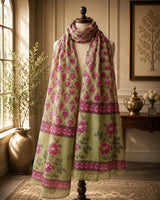 Zivara Pink Blossom Elegance Cotton Dupatta