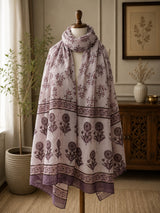 Ruhani Lavender Blossom Printed Cotton Dupatta