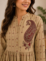 Mehera Beige Bloom Printed Short Kurti