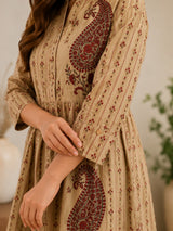 Mehera Beige Bloom Printed Short Kurti