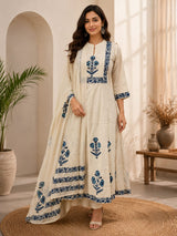 Myrah Floral Elegance Cotton Suit Set Cotton Dupatta