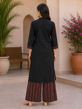 Zarmina Midnight Black Heritage Printed Kurta Palazzo Set with Dupatta
