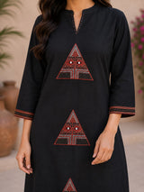 Zarmina Midnight Black Heritage Printed Kurta Palazzo Set with Dupatta