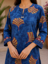 Neelisha Royal Blue Leaf Printed Kurta Palazzo Set with Printed Dupatta