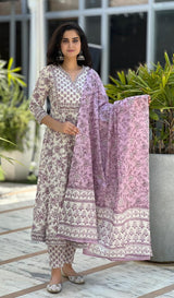 Lavanya Lilac Floral Anarkali Suit Set