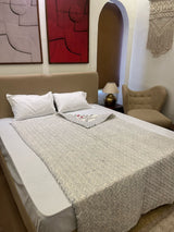 Meadow Dream White Reversible Handblock Printed Cotton Single Bed Jaipuri Razai
