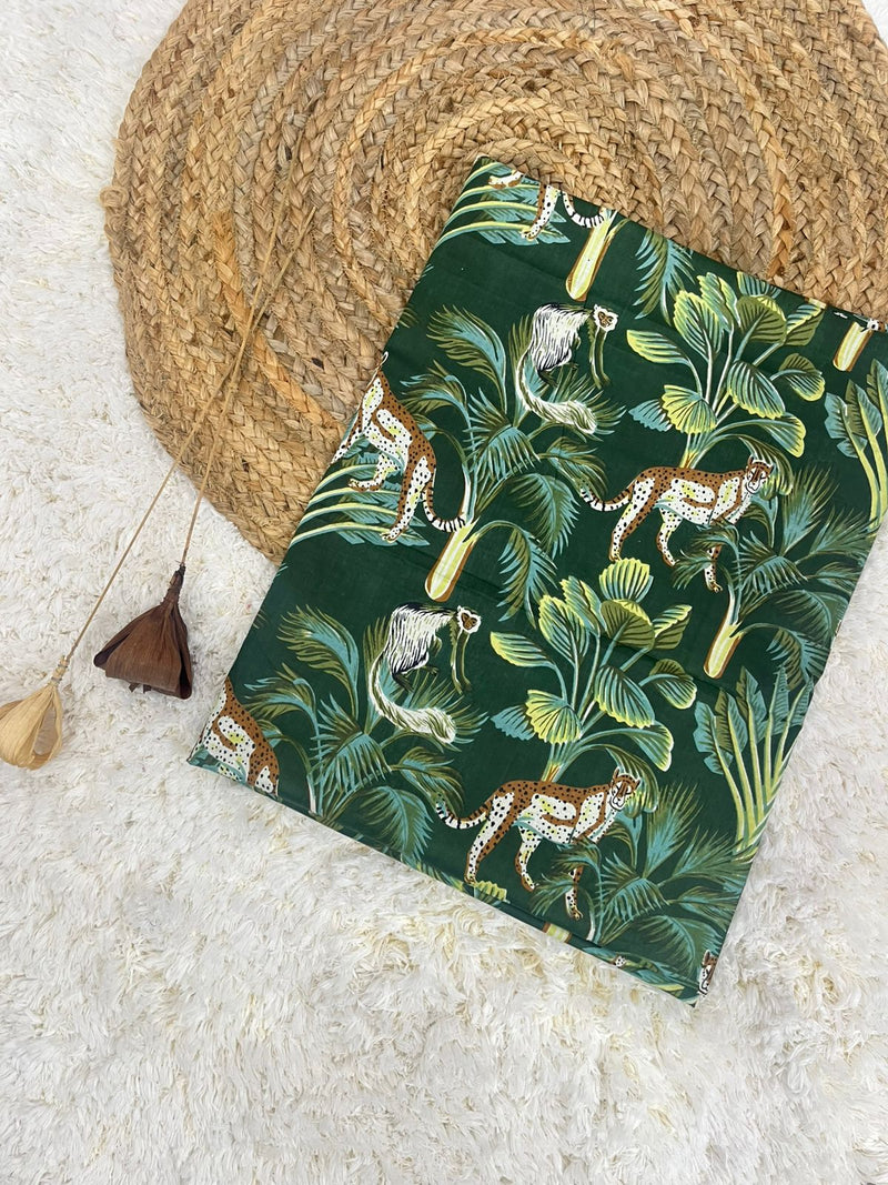 Florence green printed cotton fabric(WIDTH 42 INCHES)