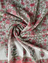 Beatle pink handblock printed kota doria dupatta