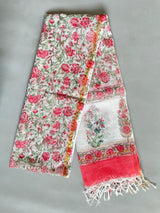 Beatle pink handblock printed kota doria dupatta