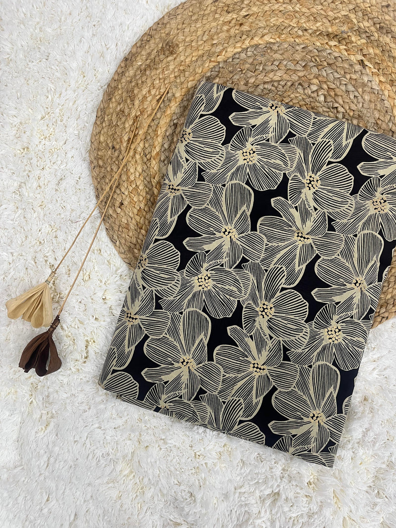 Dusky black jaal printed cotton fabric(WIDTH 42 INCHES)