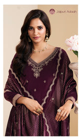 Twinkle magenta embroidered velvet suit set with velvet dupatta