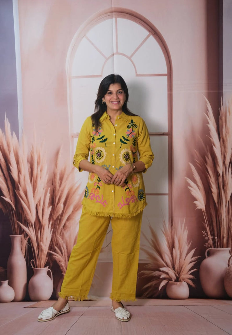 Bright Mustard Yellow Cotton Co-ord Set