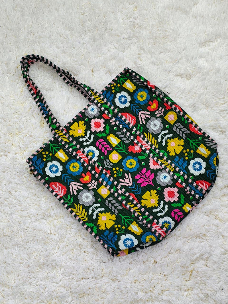 Phool large black quilted tote bag