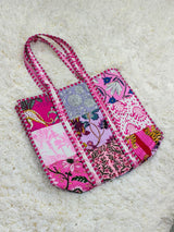 Dreamscape Fuchsia Pink Patchwork Quilted Cotton Tote Bag