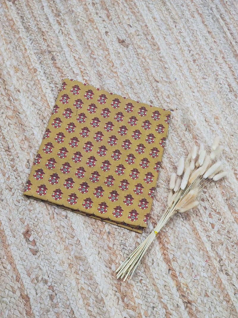 Classic Mustard Floral Butti Cotton Fabric (WIDTH 42 INCHES)