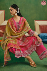 Blush Rose Classic Suit Set with Muslin Dupatta