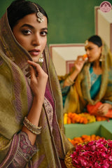 Berry Plum Classic Suit Set with Muslin Dupatta