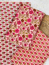 Saanjh Gulabi Garden Premium Unstitched Suit Set With Kotadoria Dupatta