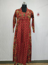 “Mehak Crimson Flora – Graceful Gathered Kurti ”