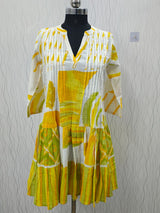 Zivara Lemon Breeze Pintuck Cotton Dress