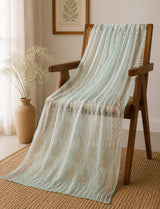 Zigzag Sky Blue Handblock Printed  Chiffon Dupatta