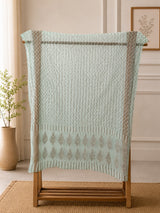 Zigzag Sky Blue Handblock Printed  Chiffon Dupatta