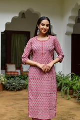 Gulabi Ethnic Handblock Printed Kurta Only