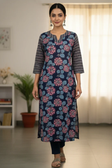 Neelika Midnight Bloom Printed Straight Kurti